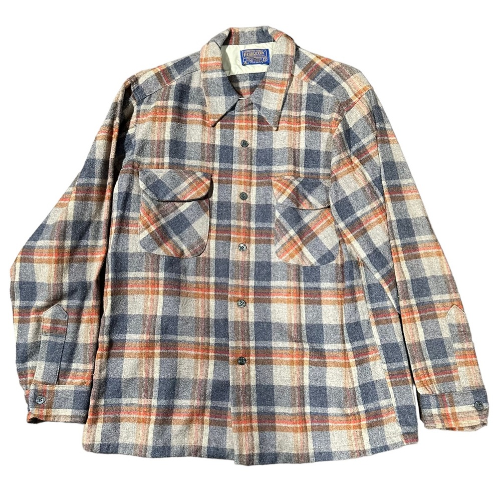 Pendleton Vintage 60s Virgin Wool Plaid Flannel Shirt Size Large
